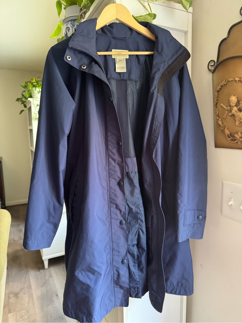L.L. Bean Navy Women's Trench Coat with Hood